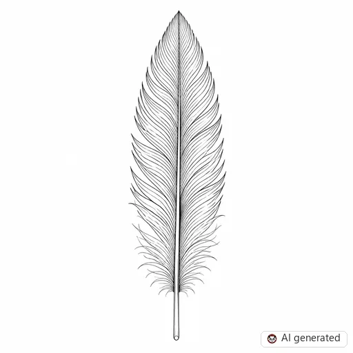 Feather tattoo design in Fine-Line style