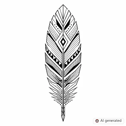 Feather tattoo design in Geometric style