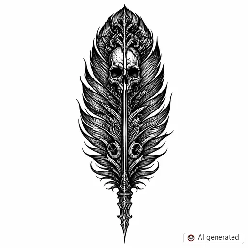 Disegno di tatuaggio Piuma in stile Gothic