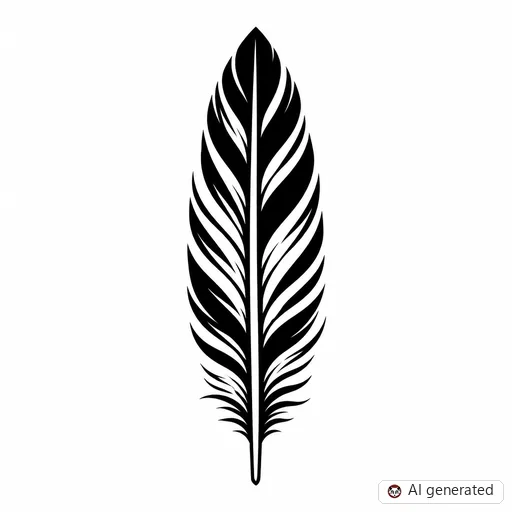 Feder-Tattoo-Entwurf im Stil Negative Space