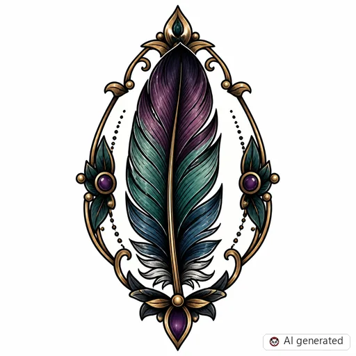 Feder-Tattoo-Entwurf im Stil Neo-Traditional