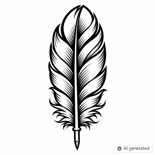 Feather tattoo design in New School style