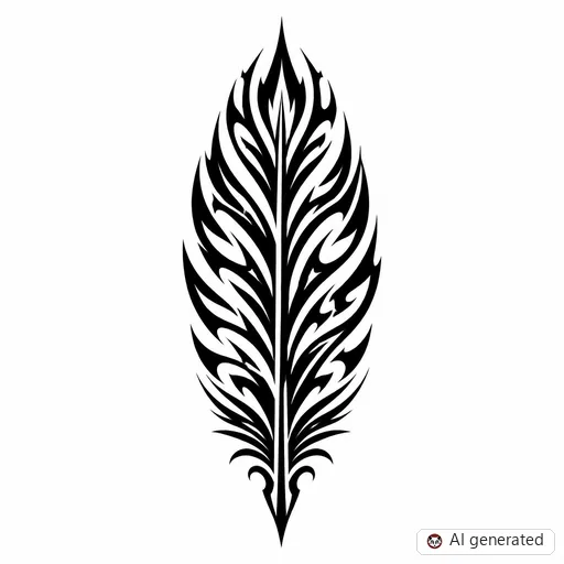 Feather tattoo design in Tribal style