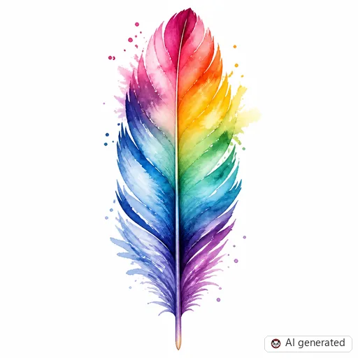Feather tattoo design in Watercolor style