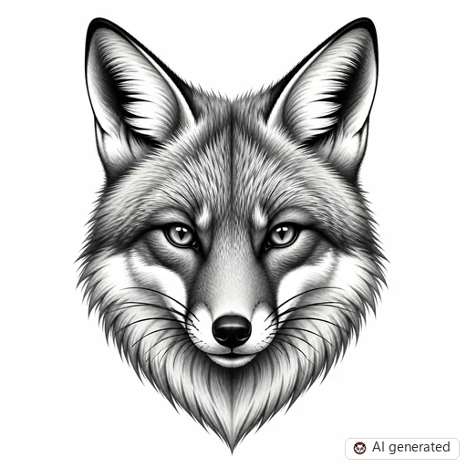 Fox tattoo design in Black & Grey style