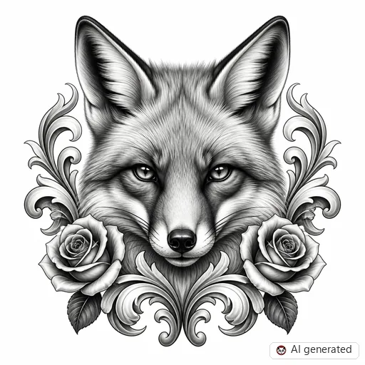 Fuchs-Tattoo-Entwurf im Stil Chicano