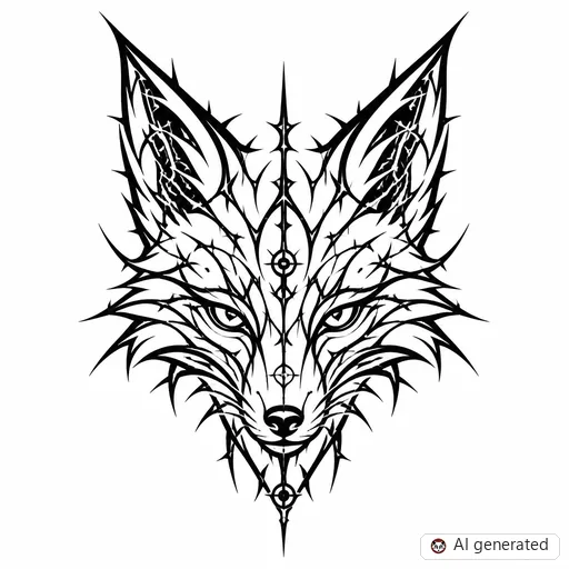 Fox tattoo design in Cybersigilism style