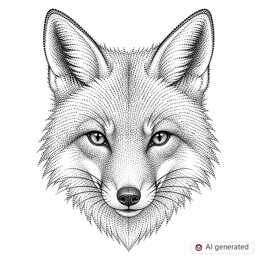 Fox tattoo design in Dotwork style