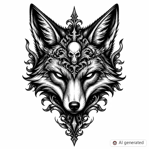 Disegno di tatuaggio Volpe in stile Gothic