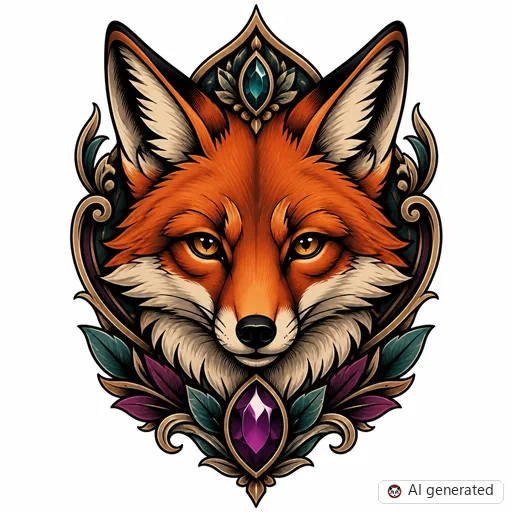 Fuchs-Tattoo-Entwurf im Stil Neo-Traditional