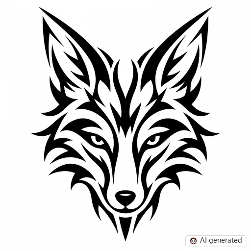 Fox tattoo design in Tribal style