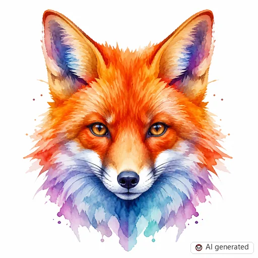 Fox tattoo design in Watercolor style