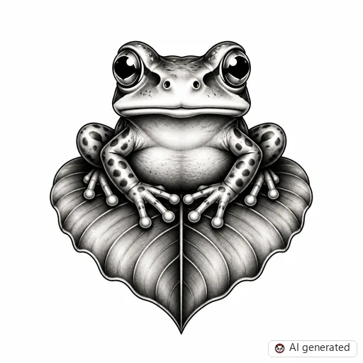 Frog tattoo design in Black & Grey style