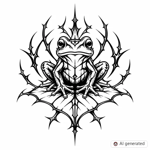 Frog tattoo design in Cybersigilism style