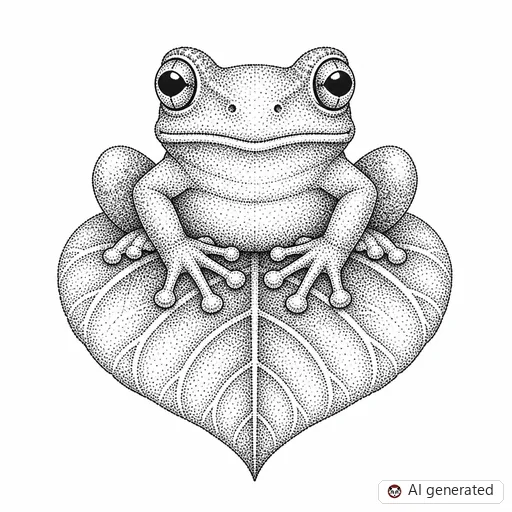 Frog tattoo design in Dotwork style