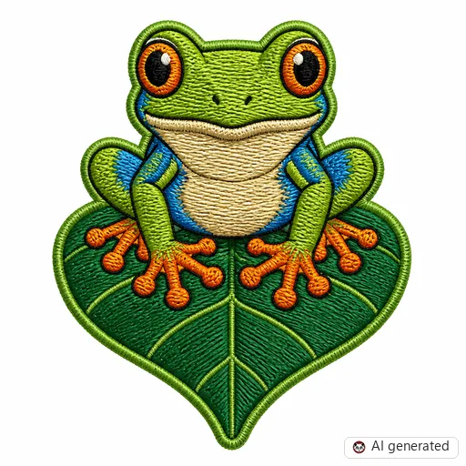 Diseño de tatuaje de Rana en estilo Bordado