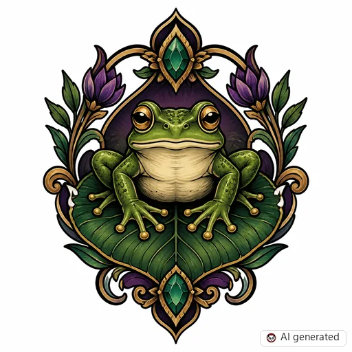 Frosch-Tattoo-Entwurf im Stil Neo-Traditional
