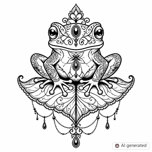 Frog tattoo design in Ornamental style