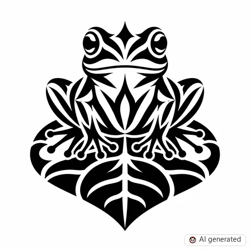 Frog tattoo design in Tribal style