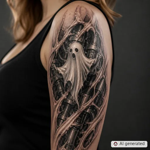 Ghost tattoo design in Biomechanical style