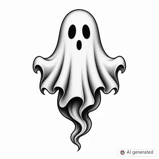 Ghost tattoo design in Black & Grey style