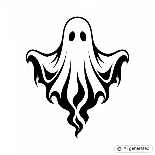 Ghost tattoo design in Blackwork style