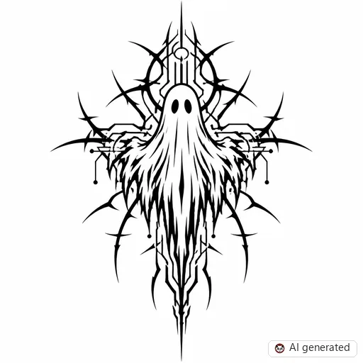 Ghost tattoo design in Cybersigilism style