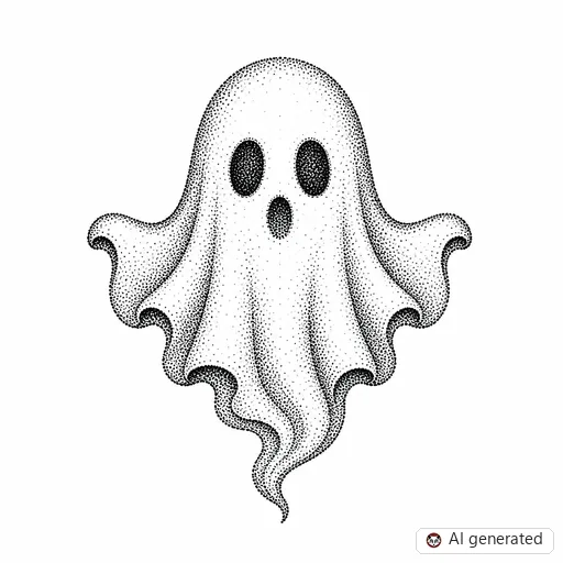 Ghost tattoo design in Dotwork style
