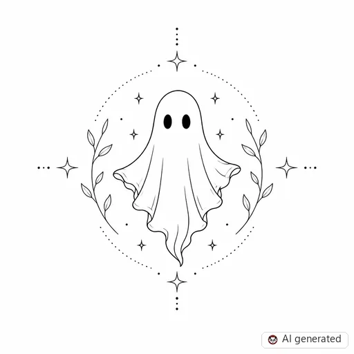 Ghost tattoo design in Fine-Line style