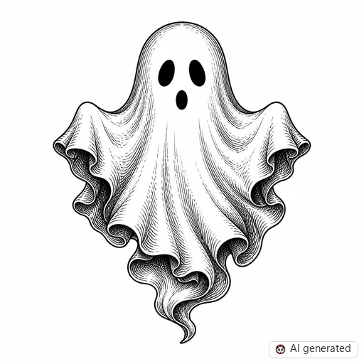 Ghost tattoo design in Illustrative style