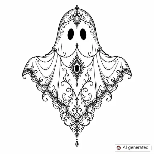 Ghost tattoo design in Ornamental style