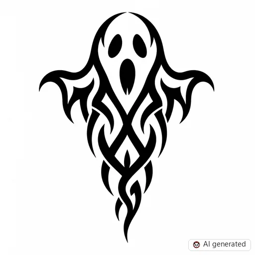 Ghost tattoo design in Tribal style