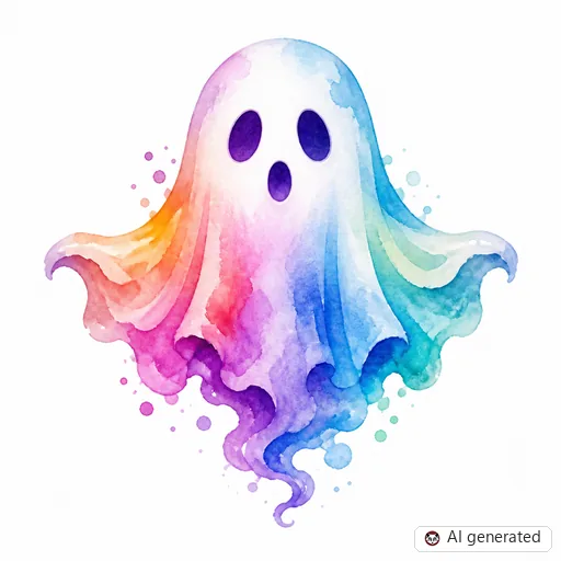 Ghost tattoo design in Watercolor style