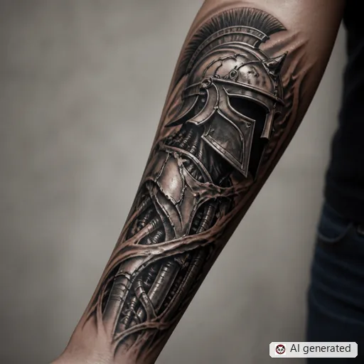 Gladiator tattoo design in Biomechanical style