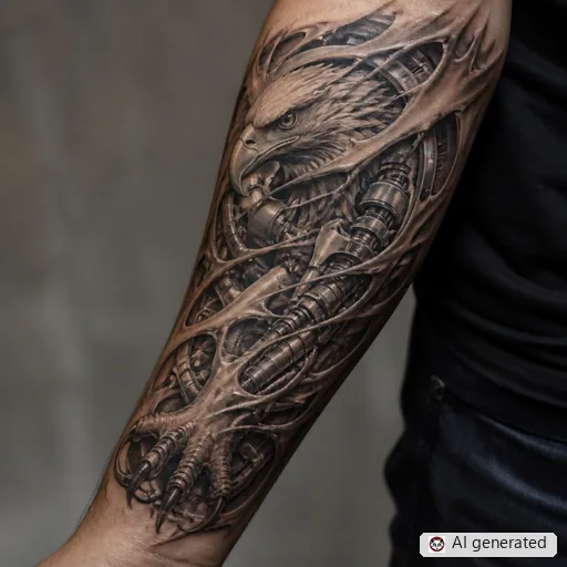 Griffin tattoo design in Biomechanical style