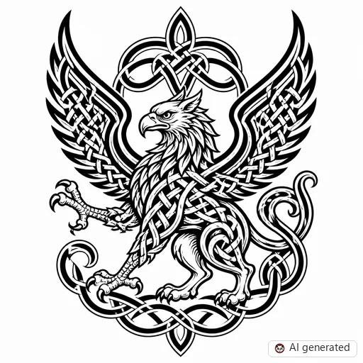 Disegno di tatuaggio Grifone in stile Celtico