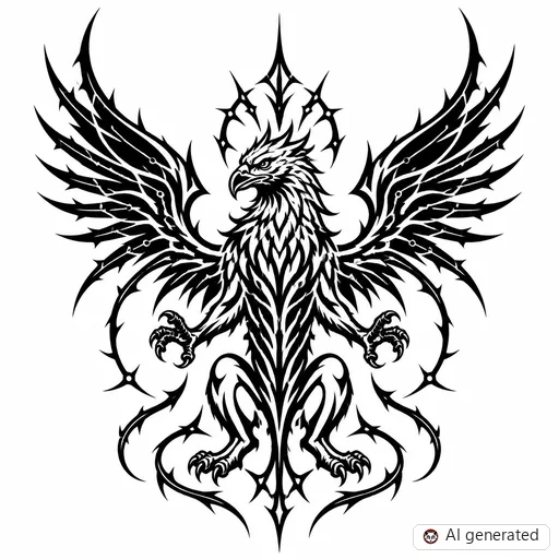 Griffin tattoo design in Cybersigilism style