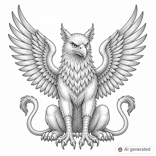 Griffin tattoo design in Dotwork style