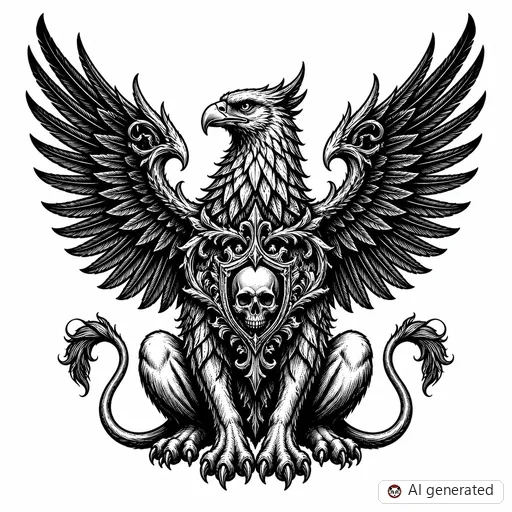 Disegno di tatuaggio Grifone in stile Gothic