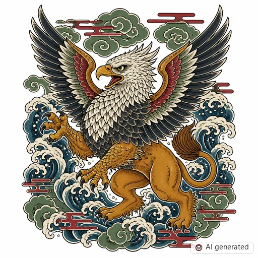 Greif-Tattoo-Entwurf im Stil Japanisch (Irezumi)