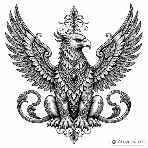 Griffin tattoo design in Ornamental style