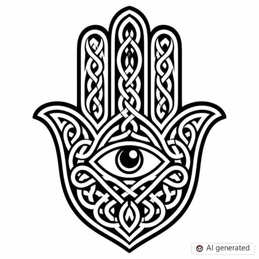 Disegno di tatuaggio Hamsa in stile Celtico