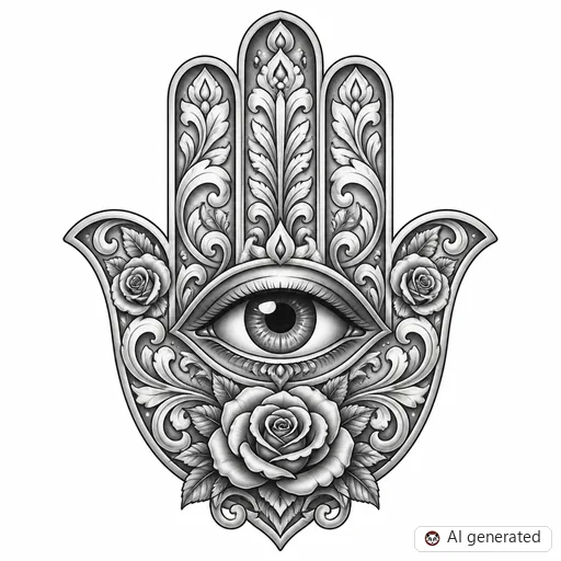 Hamsa-Tattoo-Entwurf im Stil Chicano
