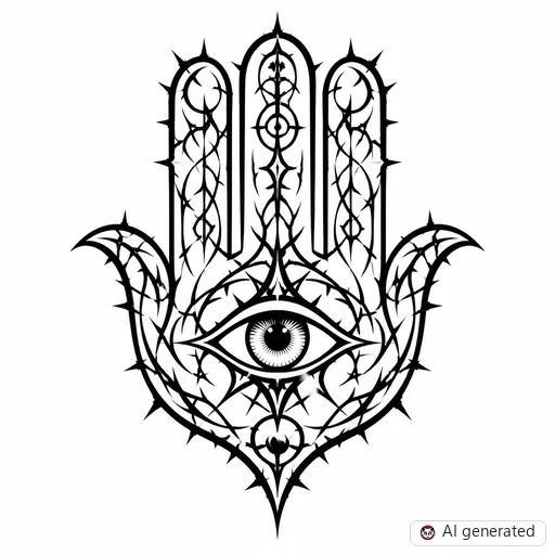 Hamsa tattoo design in Cybersigilism style