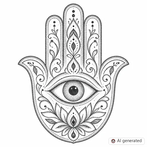 Hamsa tattoo design in Dotwork style