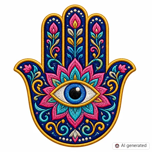 Diseño de tatuaje de Hamsa en estilo Bordado