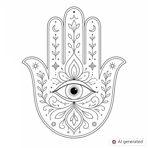 Hamsa tattoo design in Fine-Line style