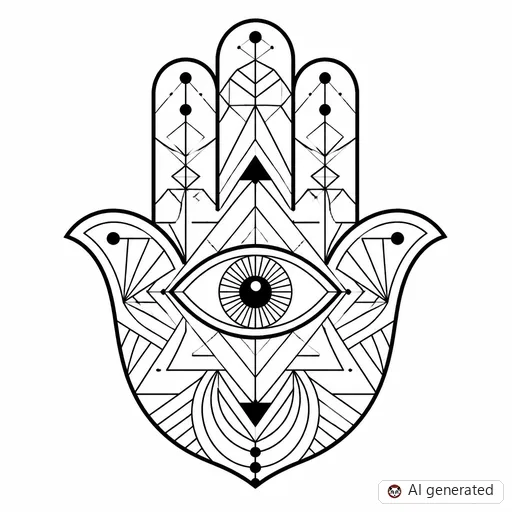 Hamsa tattoo design in Geometric style