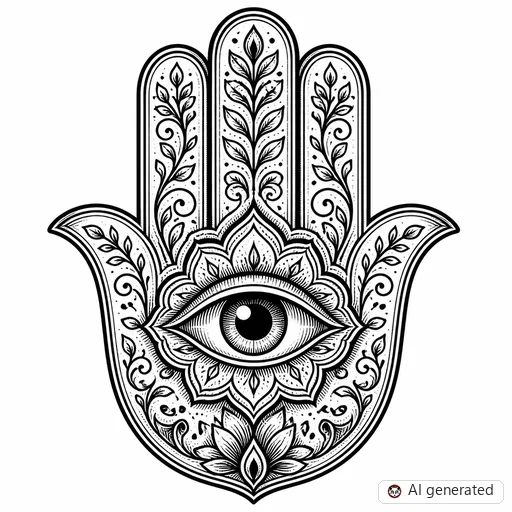 Hamsa tattoo design in Illustrative style
