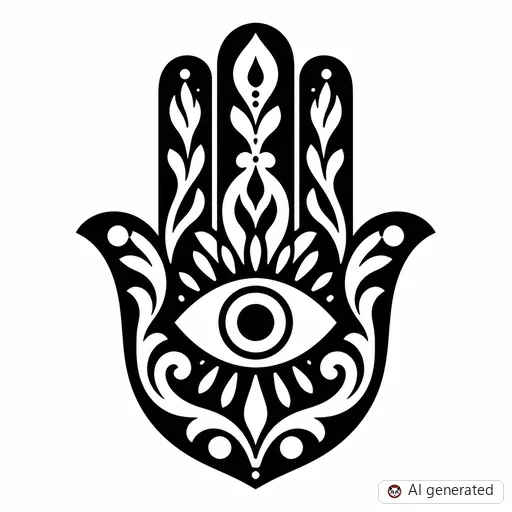 Hamsa-Tattoo-Entwurf im Stil Negative Space
